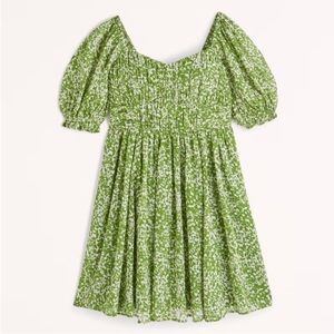 Abercrombie & Fitch Ruched Ruffle Puff Sleeve Mini Dress- NWT